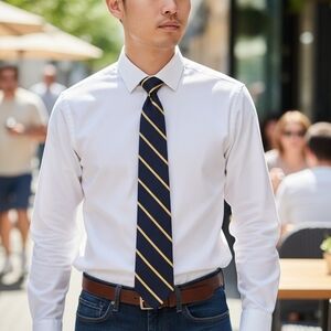 Brooks Brothers Navy and Gold Striped Tie